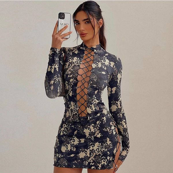 two piece dress sets womens neckline lace-up hollowed-out printed skirt suit, White 
two piece dress sets womens neckline lace-up hollowed-out printed skirt suit, White