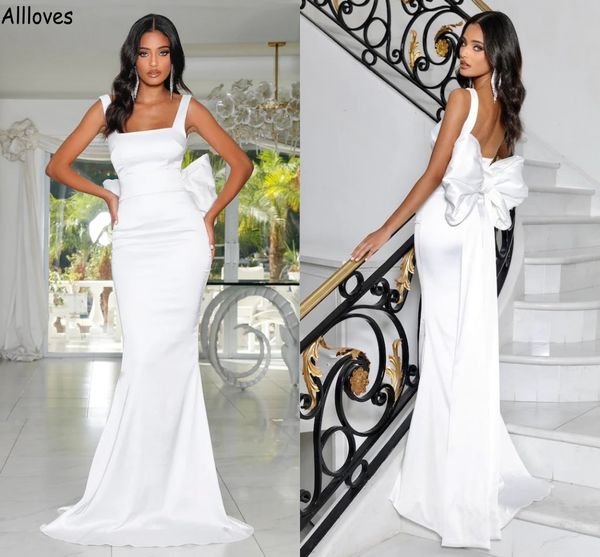 modern simple satin mermaid wedding dresses square neck with straps boho garden beach bridal gowns sweep train open back big bow ribbon robe, White
modern simple satin mermaid wedding dresses square neck with straps boho garden beach bridal gowns sweep train open back big bow ribbon robe, White