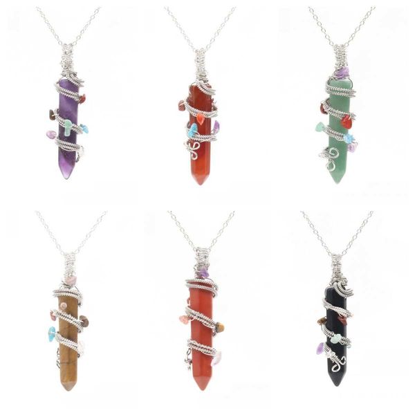 hexagonal crystal point pendant necklace wire wrapped 7 chakra stone healing reiki jewelry for women, Silver
hexagonal crystal point pendant necklace wire wrapped 7 chakra stone healing reiki jewelry for women, Silver