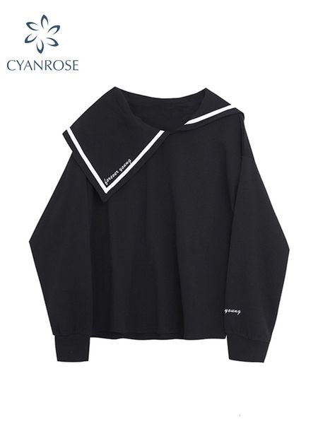 women's hoodies sweatshirts woman sweatshirt autumn pullover korean streetwear ladies preppy long sleeve fashion sailor collar loose ca, Black
women's hoodies sweatshirts woman sweatshirt autumn pullover korean streetwear ladies preppy long sleeve fashion sailor collar loose ca, Black