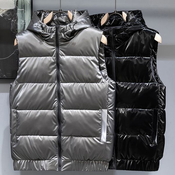 men's vests autumn winter men bright vest hooded warm thicken cottonpadded waistcoat solid color streetwear sleeveless jackets 221202, Black;white
men's vests autumn winter men bright vest hooded warm thicken cottonpadded waistcoat solid color streetwear sleeveless jackets 221202, Black;white