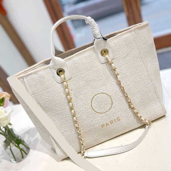 france womens classic canvas beach shopping bags deauville chain gold matelasse chain shoulder large capacity luxury designer handbags 37x29
france womens classic canvas beach shopping bags deauville chain gold matelasse chain shoulder large capacity luxury designer handbags 37x29