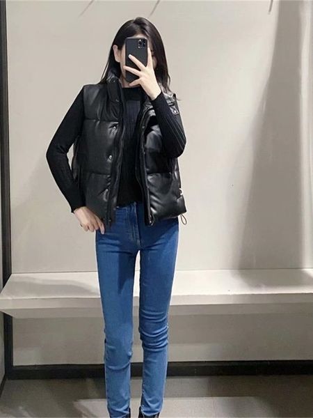 women's vests mesttraf women fashion leather cotton pocket padded waistcoat vintage sleeveless female outerwear streetwear 221202, Black;white
women's vests mesttraf women fashion leather cotton pocket padded waistcoat vintage sleeveless female outerwear streetwear 221202, Black;white