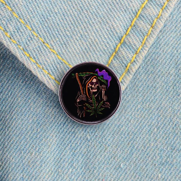 grim reaper marijuana-enamel pin weed reaper badge, Blue 
grim reaper marijuana-enamel pin weed reaper badge, Blue