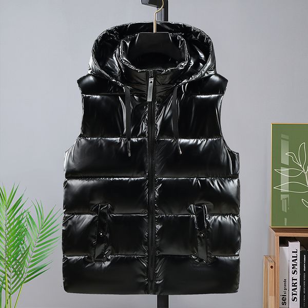 men's vests 3644 surface shiny black grey vest waistcoat men with hooded casual warm thick mens vest jacket zipper outerwear autumn win, Black;white
men's vests 3644 surface shiny black grey vest waistcoat men with hooded casual warm thick mens vest jacket zipper outerwear autumn win, Black;white