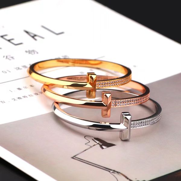 classic fashion double row crystal women's wedding bracelet luxury brand designer t bracelet stainless steel electroplated 18k gold, Black
classic fashion double row crystal women's wedding bracelet luxury brand designer t bracelet stainless steel electroplated 18k gold, Black
