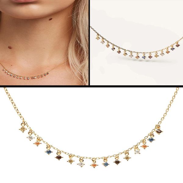 real s925 multicolor crystal zircon necklace for women fashion lady cz chain wedding necklaces party jewelry gifts, Silver
real s925 multicolor crystal zircon necklace for women fashion lady cz chain wedding necklaces party jewelry gifts, Silver