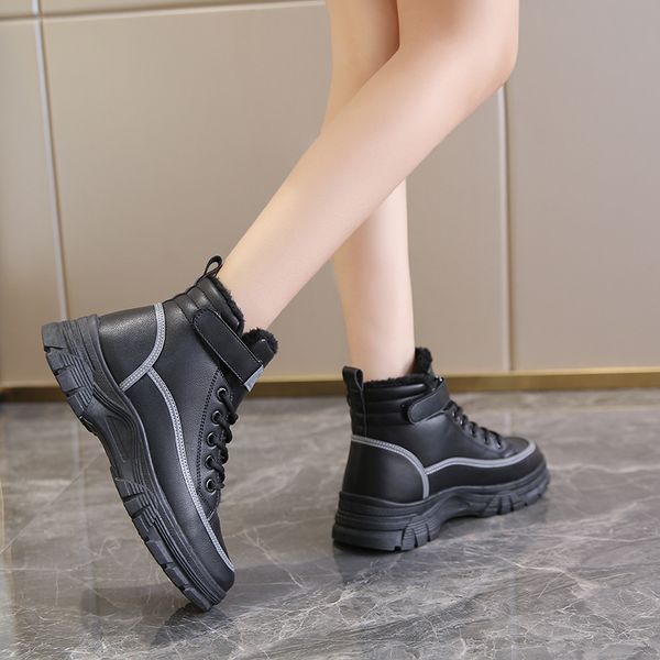 new fashionable snow boots women's snow boots women's english style plush thickened bottom autumn and winter round head short tube, Black
new fashionable snow boots women's snow boots women's english style plush thickened bottom autumn and winter round head short tube, Black