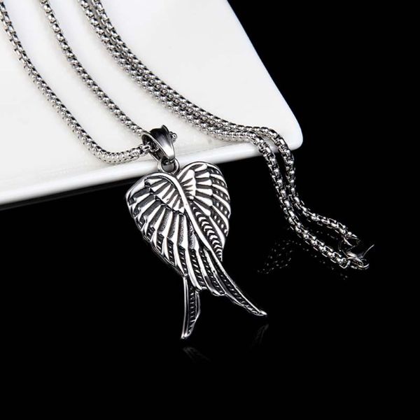retro angel wing necklace stainless steel pendant necklaces chain for women men street hip hop fashion fine jewelry, Silver
retro angel wing necklace stainless steel pendant necklaces chain for women men street hip hop fashion fine jewelry, Silver