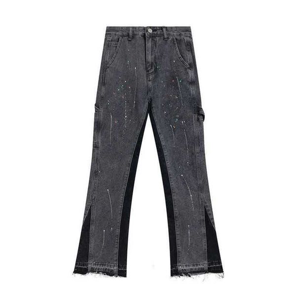 brand designer jeans gallxxyed speckled stitching washed used flare pants loose straight high street casual trousers grey, Blue
brand designer jeans gallxxyed speckled stitching washed used flare pants loose straight high street casual trousers grey, Blue