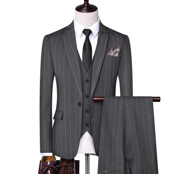 men's suits blazers groom wedding suit three piece fashion british style stripe one button jacket pants vest high end large slim set 22, White;black
men's suits blazers groom wedding suit three piece fashion british style stripe one button jacket pants vest high end large slim set 22, White;black