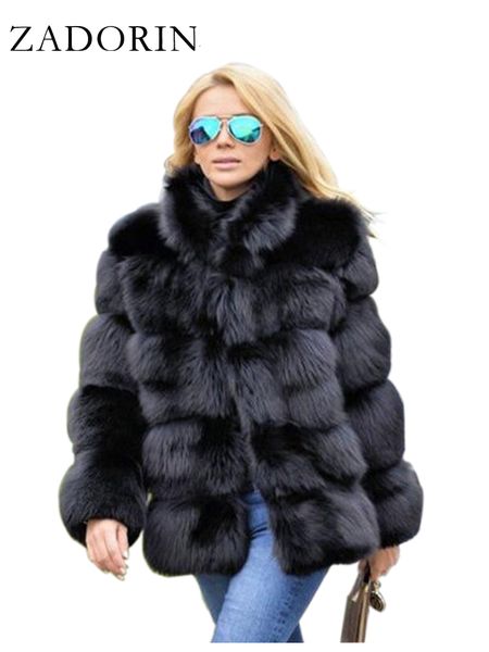 women's fur faux zadorin fashion thick warm winter coat luxury jackets stand collar fake jacket outerwear 221202, Black
women's fur faux zadorin fashion thick warm winter coat luxury jackets stand collar fake jacket outerwear 221202, Black