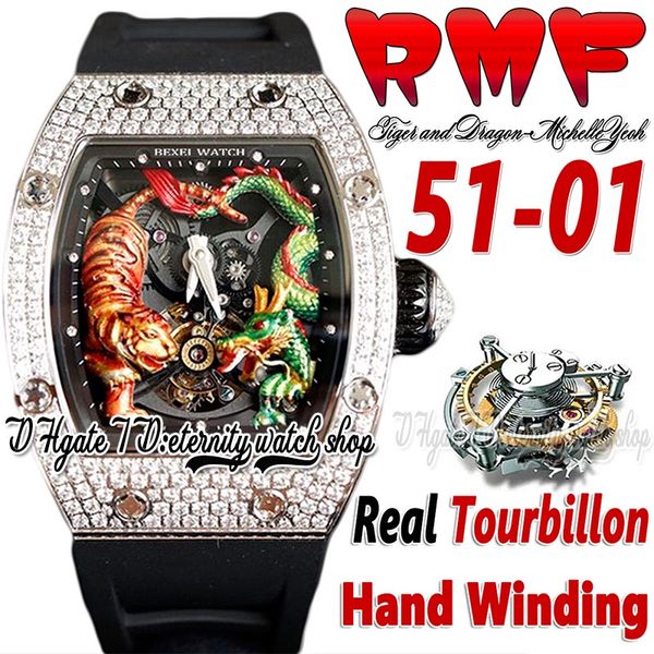 rmf ys51-01 mens watch real tourbillon hand winding 3d dragon tiger totem painted dial diamonds case black rubber strap 2022 super edition s, Slivery;brown
rmf ys51-01 mens watch real tourbillon hand winding 3d dragon tiger totem painted dial diamonds case black rubber strap 2022 super edition s, Slivery;brown