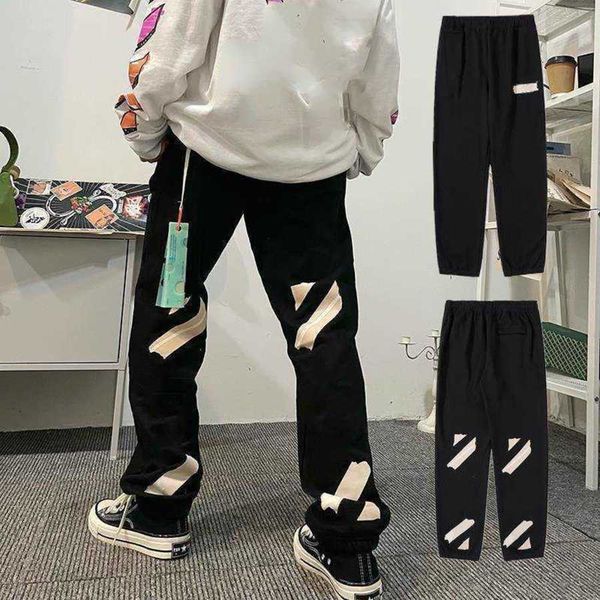 women's and men's clothing brand offs designer stamping pants loose sports leggings casual trousers, White;black
women's and men's clothing brand offs designer stamping pants loose sports leggings casual trousers, White;black