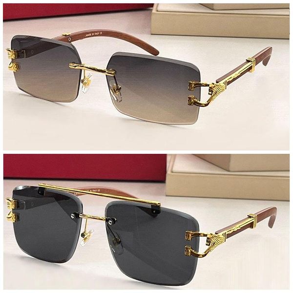 new luxury mens designer sunglasses rimless square grey blue lens double beam gold hardware polishing craft golden leopard head decorate khy, White;black
new luxury mens designer sunglasses rimless square grey blue lens double beam gold hardware polishing craft golden leopard head decorate khy, White;black