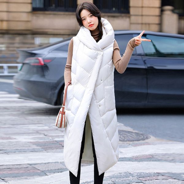 women's vests shiny down cotton vest women's long knee hooded warmth fashion waistcoat student jacket 221202, Black;white
women's vests shiny down cotton vest women's long knee hooded warmth fashion waistcoat student jacket 221202, Black;white