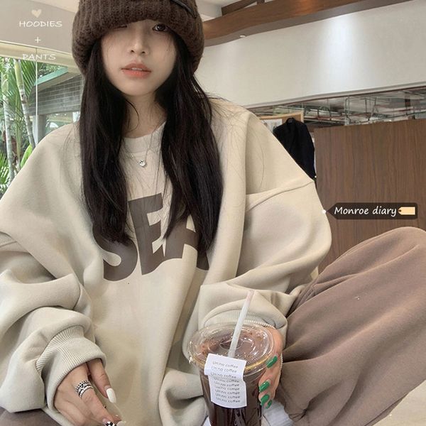 women's hoodies sweatshirts korean harajuku white crew baggy sweatshirt women autumn winter simplicity letter printing fashion long sle, Black
women's hoodies sweatshirts korean harajuku white crew baggy sweatshirt women autumn winter simplicity letter printing fashion long sle, Black