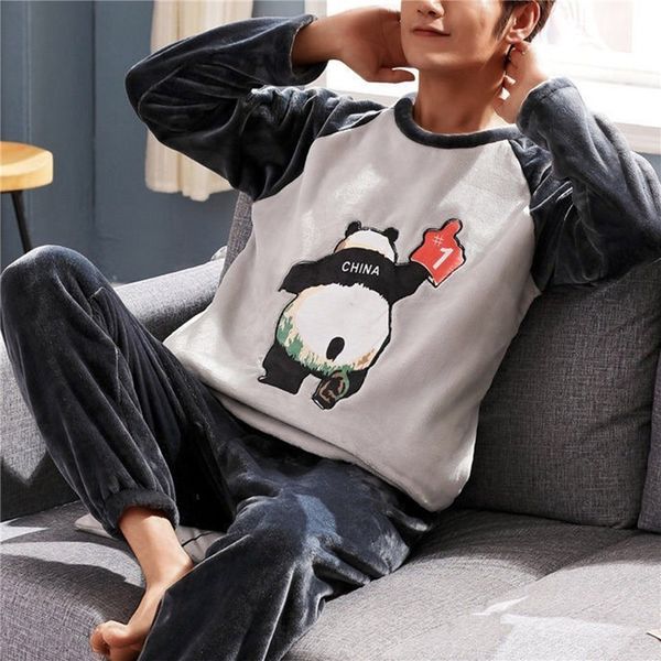 men's sleepwear winter long sleeve thick warm flannel pajama sets for men coral velvet cute cartoon suit pyjamas homewear 221201, Black;brown
men's sleepwear winter long sleeve thick warm flannel pajama sets for men coral velvet cute cartoon suit pyjamas homewear 221201, Black;brown
