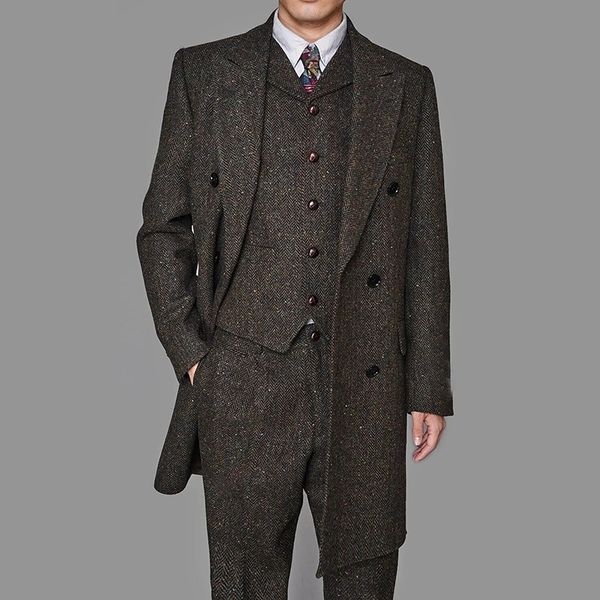men's suits blazers fashion mens tweed three piece suit vintage business jacket vest and pants custom wedding tuxedos in winter 221202, White;black
men's suits blazers fashion mens tweed three piece suit vintage business jacket vest and pants custom wedding tuxedos in winter 221202, White;black