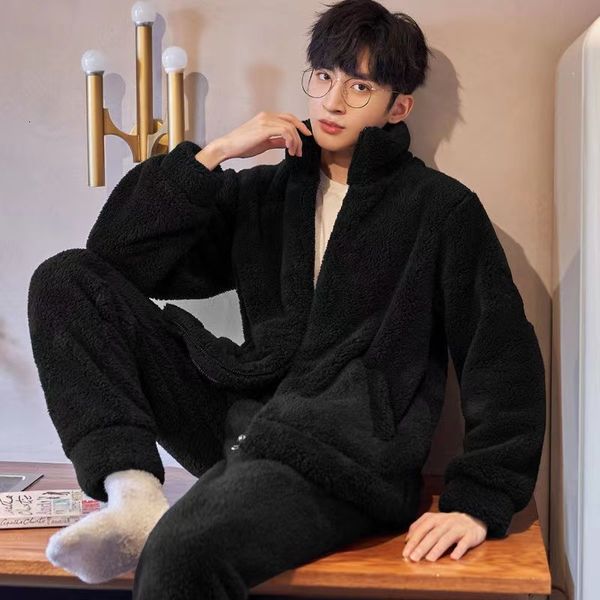 men's sleepwear coral fleece pajamas set men autumn winter pyjamas suits long sleeve homewear thicken warm pijamas home clothing 221202, Black;brown
men's sleepwear coral fleece pajamas set men autumn winter pyjamas suits long sleeve homewear thicken warm pijamas home clothing 221202, Black;brown