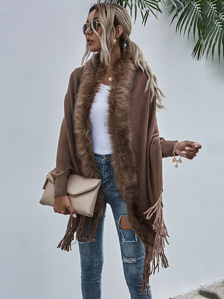 2023 autumn winter women's open stitch jackets fur tassel fashion loose cape woman's outerwear coats 7309, Black;brown
2023 autumn winter women's open stitch jackets fur tassel fashion loose cape woman's outerwear coats 7309, Black;brown