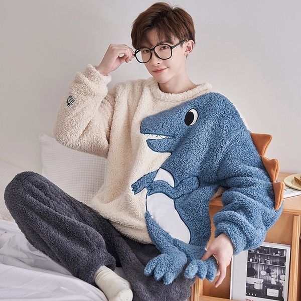 men's sleepwear winter plus size long sleeve thick warm flannel pajama sets men cute cartoon coral velvet pyjama homewear clothes 22120, Black;brown
men's sleepwear winter plus size long sleeve thick warm flannel pajama sets men cute cartoon coral velvet pyjama homewear clothes 22120, Black;brown