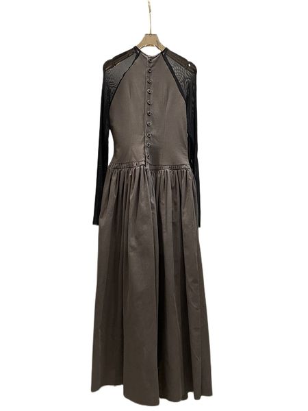 autumn and winter new oriental aesthetics mesh splice perspective long sleeve back buckle design enhanced linen dress, Black
autumn and winter new oriental aesthetics mesh splice perspective long sleeve back buckle design enhanced linen dress, Black