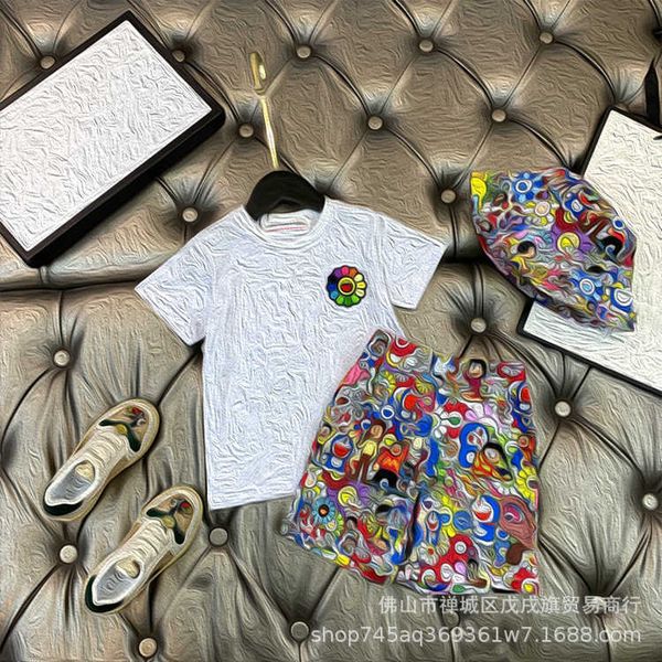 clothing sets high set children's boys girls' summer round neck cute printed short hat three piece, White
clothing sets high set children's boys girls' summer round neck cute printed short hat three piece, White
