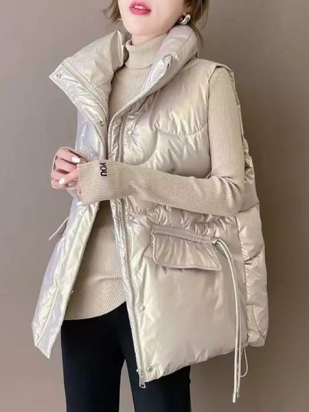 women's vests autumn elegant women stand collar cotton padded vest winter warm female sleeveless jacket solid casual fashion coat vests, Black;white
women's vests autumn elegant women stand collar cotton padded vest winter warm female sleeveless jacket solid casual fashion coat vests, Black;white