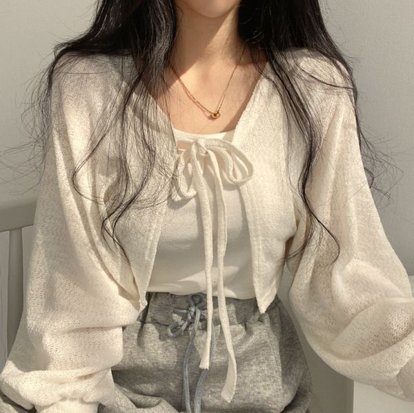 women's knits tees thin white bandage lantern sleeve cardigan short coat pull femme wild black grey knitwear kimono casual tshirt 22120
women's knits tees thin white bandage lantern sleeve cardigan short coat pull femme wild black grey knitwear kimono casual tshirt 22120