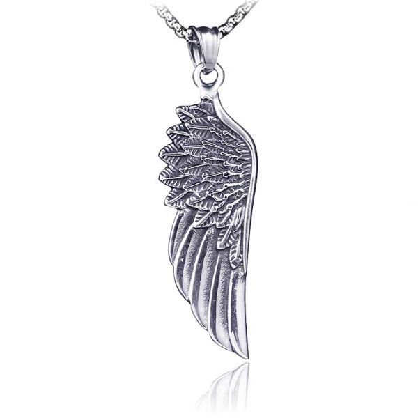 retro wing angel pendant necklaces stainless steel necklace for women men fine fashion jewelry, Silver
retro wing angel pendant necklaces stainless steel necklace for women men fine fashion jewelry, Silver