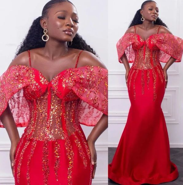 2023 red mermaid evening dresses sequins sleeveless spaghetti straps sequins designer floor length custom made formal occasion wear arabic p, Black;red
2023 red mermaid evening dresses sequins sleeveless spaghetti straps sequins designer floor length custom made formal occasion wear arabic p, Black;red