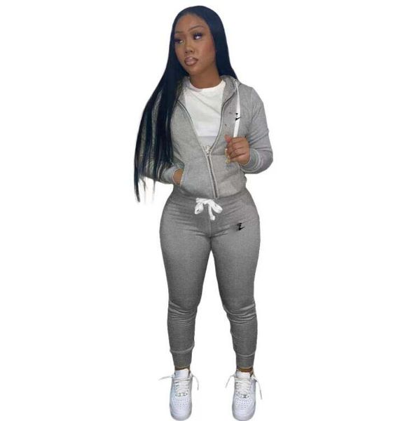 designer women tracksuits two piece pants set slim solid color sports elastic fabric zipper bodysuit and leggings 22 colours, Gray
designer women tracksuits two piece pants set slim solid color sports elastic fabric zipper bodysuit and leggings 22 colours, Gray