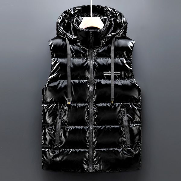 men's vests 3619 black grey sleeveless jackets shiny surface down thick bodywarmer for autumn winter zipper 221202, Black;white
men's vests 3619 black grey sleeveless jackets shiny surface down thick bodywarmer for autumn winter zipper 221202, Black;white