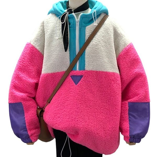 women's jackets winter street women hoodie coat lady sweatshirt patch harajuku stitching lamb wool pullover female 221201, Black;brown
women's jackets winter street women hoodie coat lady sweatshirt patch harajuku stitching lamb wool pullover female 221201, Black;brown