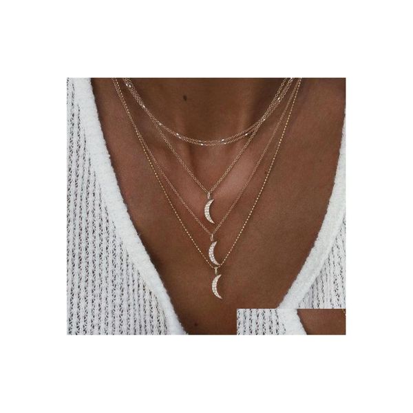 pendant necklaces boho crescent crystal pendant necklace for women mtiple layers gold chain fashion jewelry collares de moda drop de dhb2h, Silver
pendant necklaces boho crescent crystal pendant necklace for women mtiple layers gold chain fashion jewelry collares de moda drop de dhb2h, Silver
