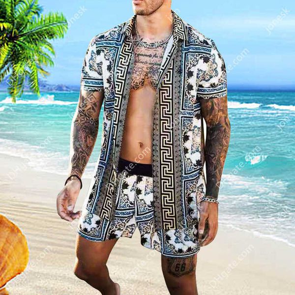 tracksuits set hawaiian men's shirt fashionable printing short sleeve button beach shorts casual street wear 2 sets summer, Gray
tracksuits set hawaiian men's shirt fashionable printing short sleeve button beach shorts casual street wear 2 sets summer, Gray