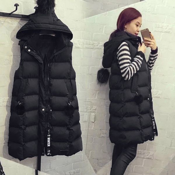 women's vests autumn winter women long parkas vest warm black zipper hooded down coat parka ladies sleeveless waistcoat jacket outwear, Black;white
women's vests autumn winter women long parkas vest warm black zipper hooded down coat parka ladies sleeveless waistcoat jacket outwear, Black;white