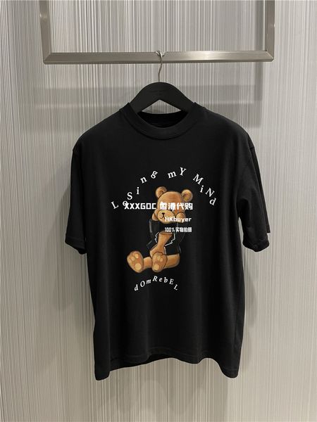 men t shirts and women tees bear printed short sleeve crew neck white black