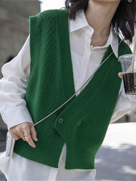 women's vests retro sweater vest women autumn fashion vneck knitted sweaters women's outerwear casual korean style elegant button, Black;white
women's vests retro sweater vest women autumn fashion vneck knitted sweaters women's outerwear casual korean style elegant button, Black;white