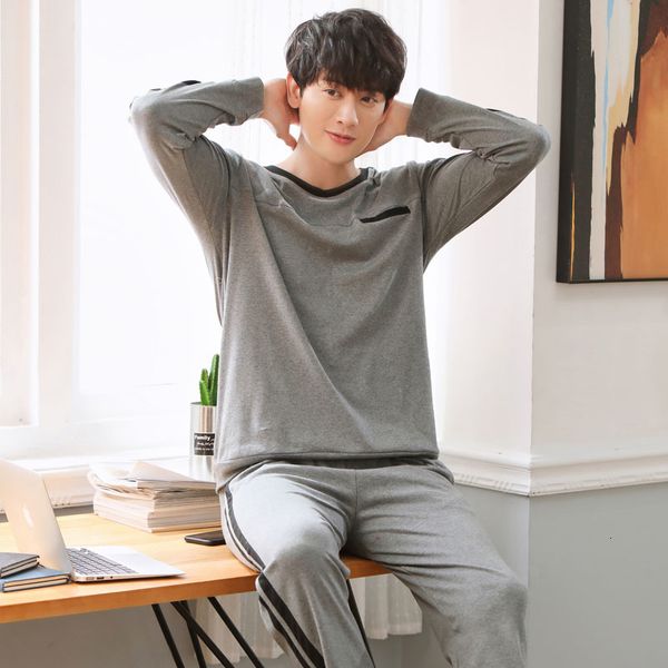men's sleepwear pajamas set autumn winter leisure elastic waist men cotton long sleeve nightwear loose homewear cloth 221202, Black;brown
men's sleepwear pajamas set autumn winter leisure elastic waist men cotton long sleeve nightwear loose homewear cloth 221202, Black;brown