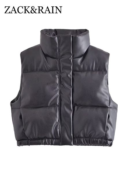 women's vests zack rain women faux leather stand collar cotton vest fallwinter ladies warm parka vest vintage slim female thick outwear, Black;white
women's vests zack rain women faux leather stand collar cotton vest fallwinter ladies warm parka vest vintage slim female thick outwear, Black;white