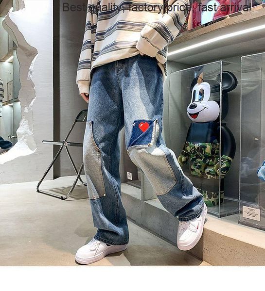 men's pants american retro multi-pocket love patch jeans men's autumn oversized loose straight street hiphop, Black
men's pants american retro multi-pocket love patch jeans men's autumn oversized loose straight street hiphop, Black