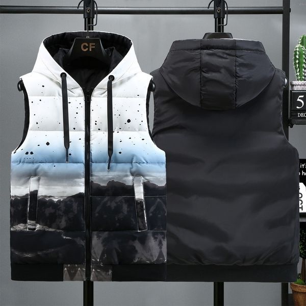 men's vests 3641 winter double sided wear vest coat men hooded casual sleeveless jacket male slim plus size 4xl print down vest men zip, Black;white
men's vests 3641 winter double sided wear vest coat men hooded casual sleeveless jacket male slim plus size 4xl print down vest men zip, Black;white