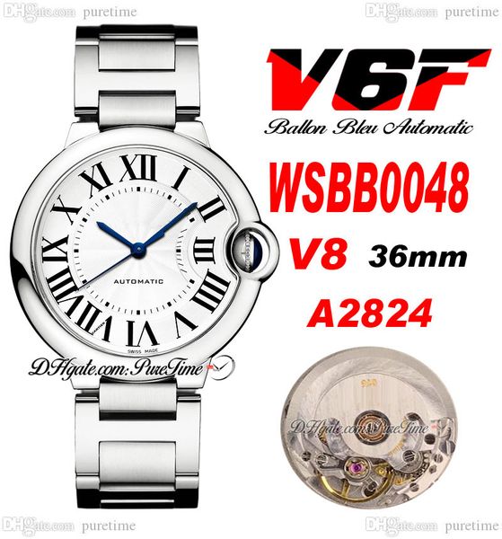 v6f v8 sbb0048 36mm a2824 automatic watch mens womens white dial black roman markers stainless steel bracelet ladies watches eta super eidit, Slivery;brown
v6f v8 sbb0048 36mm a2824 automatic watch mens womens white dial black roman markers stainless steel bracelet ladies watches eta super eidit, Slivery;brown