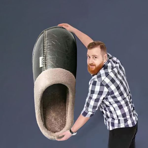 slippers men big size 47 48 50 winter indoor warm 2023 plush waterproof pu leather house women home cotton shoes 221203, Black
slippers men big size 47 48 50 winter indoor warm 2023 plush waterproof pu leather house women home cotton shoes 221203, Black