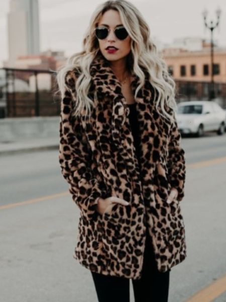women's fur faux women winter coats vintage leopard female loose warm casual street lady animal print thick outwears 221202, Black
women's fur faux women winter coats vintage leopard female loose warm casual street lady animal print thick outwears 221202, Black