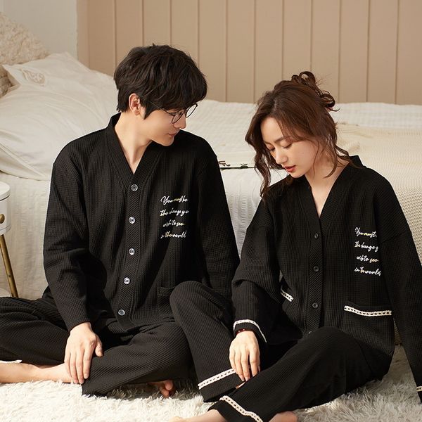 men's sleepwear couples nightwear cotton pajamas set kimono v neck women pijamas suit autumn home clothes japan pjs loungwear hip 22120, Black;brown
men's sleepwear couples nightwear cotton pajamas set kimono v neck women pijamas suit autumn home clothes japan pjs loungwear hip 22120, Black;brown