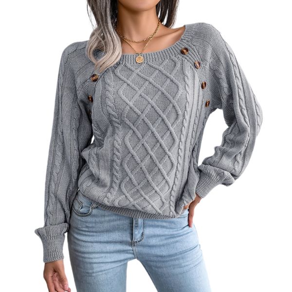 women sweaters square neck pullover loose long sleeve winter knit jumper, White;black
women sweaters square neck pullover loose long sleeve winter knit jumper, White;black