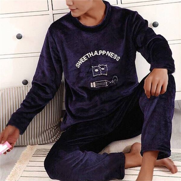 men's sleepwear winter thick warm flannel pajama sets for men coral velvet cute cartoon long sleeve suit pyjamas homewear 221202, Black;brown
men's sleepwear winter thick warm flannel pajama sets for men coral velvet cute cartoon long sleeve suit pyjamas homewear 221202, Black;brown